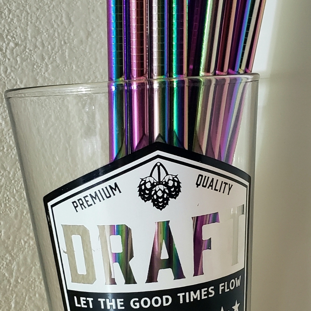 20 piece stainless steel rainbow colored straws